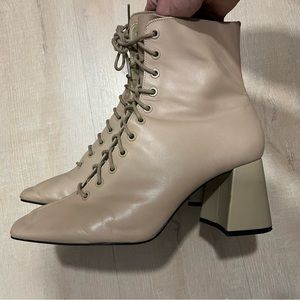 Zara Lace Up Heeled Boot with Zipper